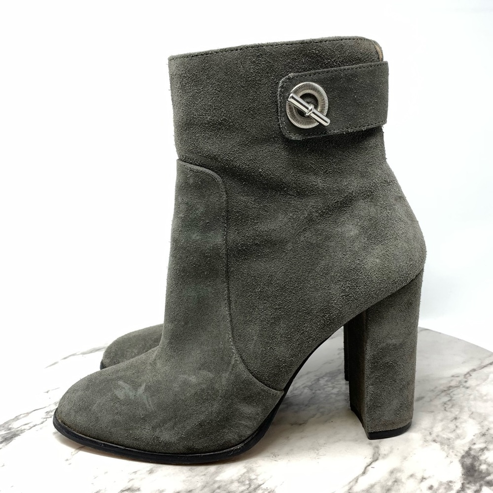 Reiss Buckle Detail Suede Booties 38 Classic Academia Minimalist Preppy Neutral - Picture 3 of 16